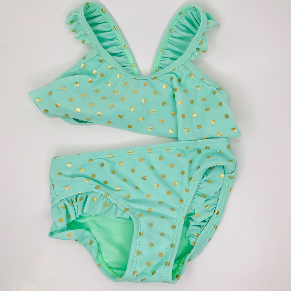 Hula Star | 2 Piece Mint/Gold Polka dot
